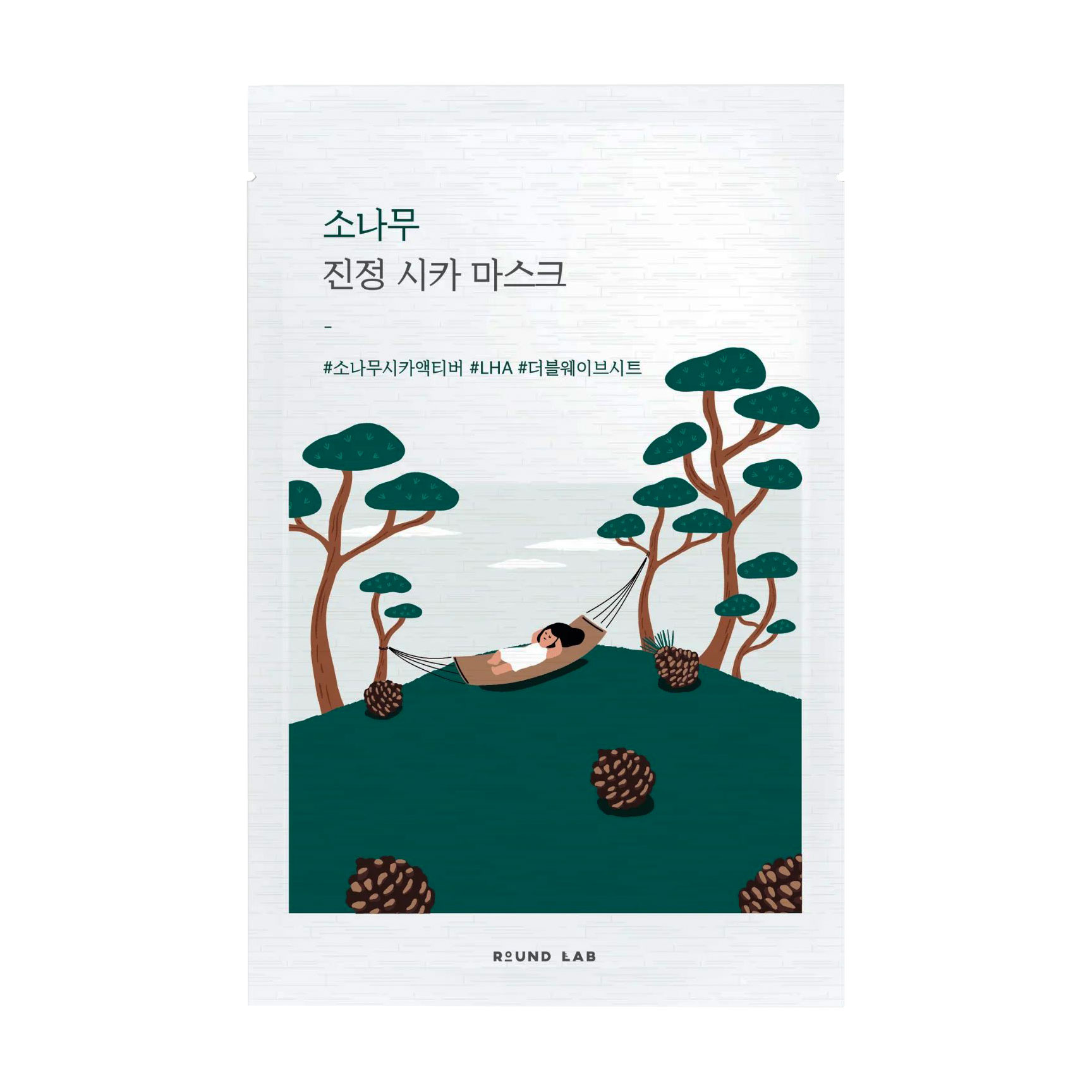 Заспокійлива тканинна маска для обличчя Round Lab Pine Calming Cica Mask Sheet з екстрактами сосни та центели, 27 мл